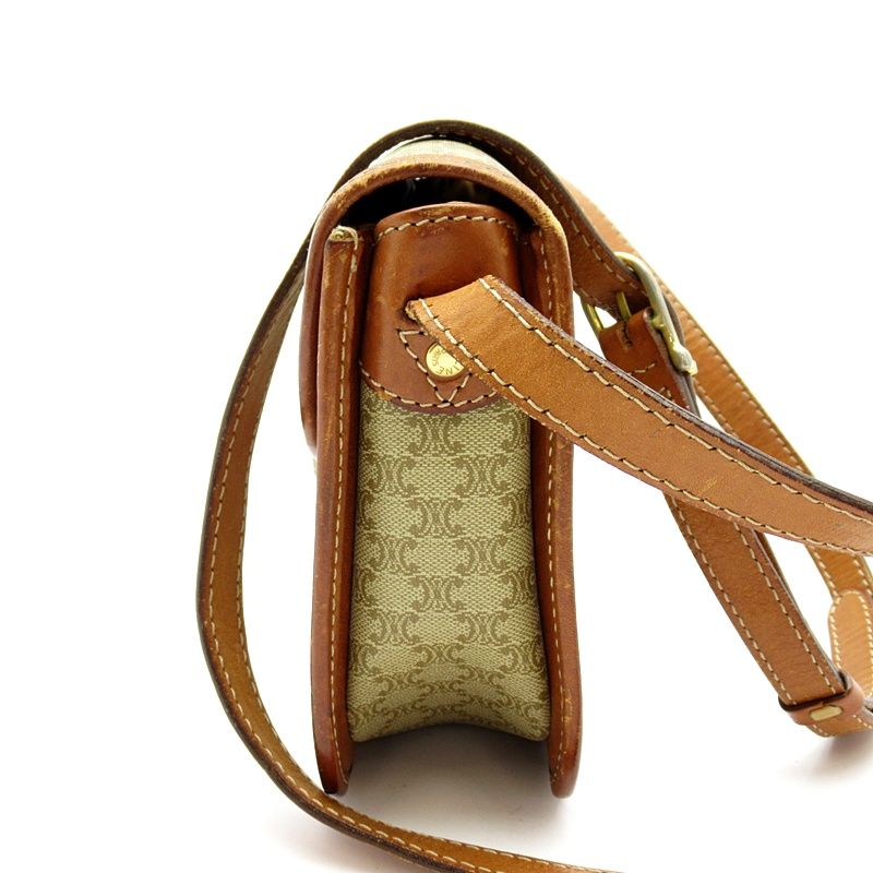 Celine Macadam Shoulder Bag Leather Brown