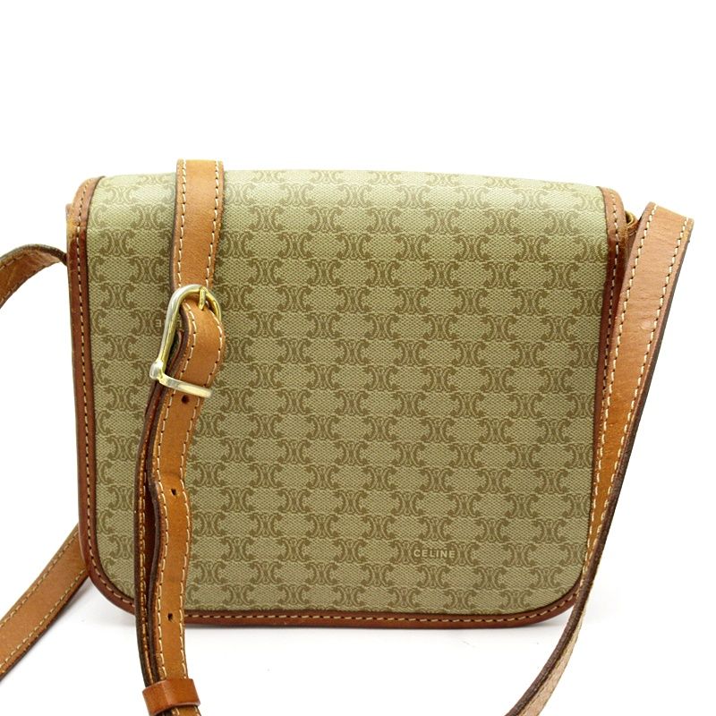 Celine Macadam Shoulder Bag Leather Brown