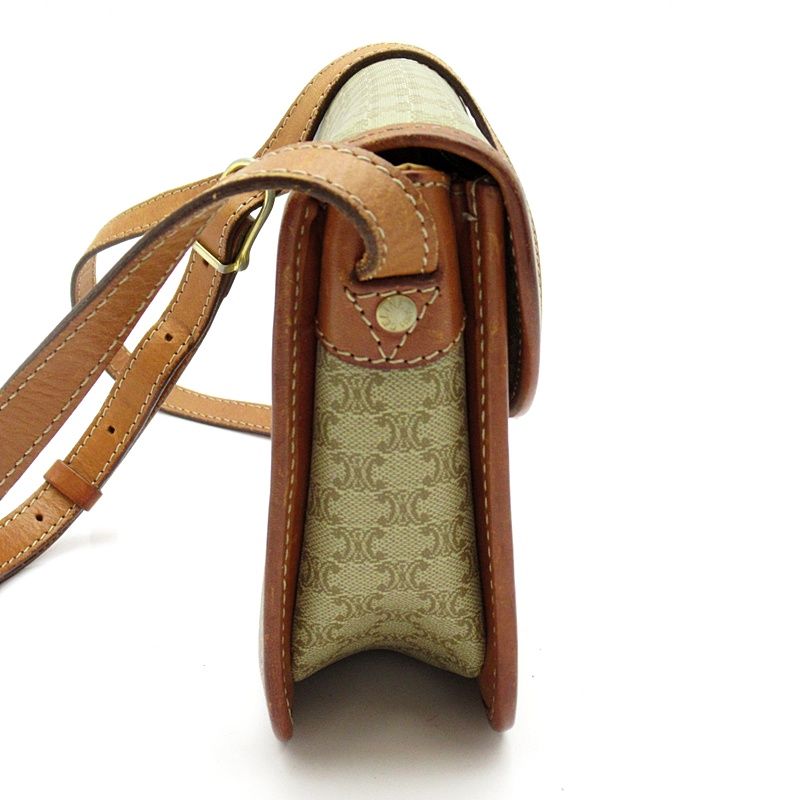 Celine Macadam Shoulder Bag Leather Brown
