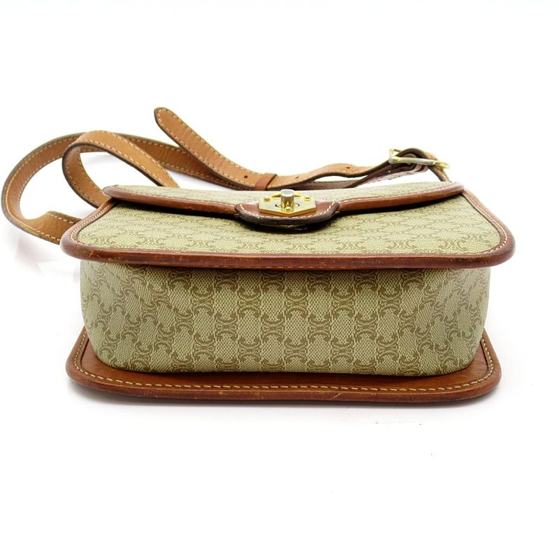 Celine Macadam Shoulder Bag Leather Brown