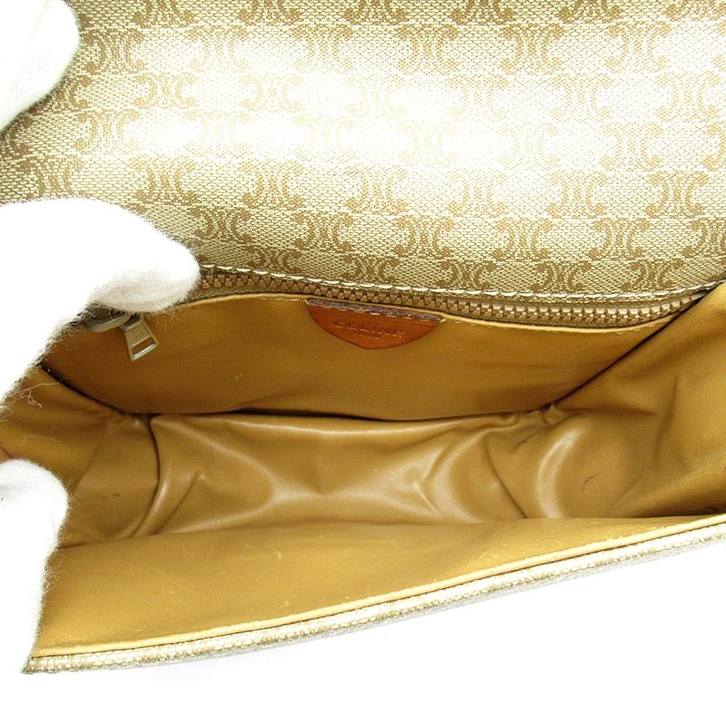 Celine Macadam Shoulder Bag Leather Brown