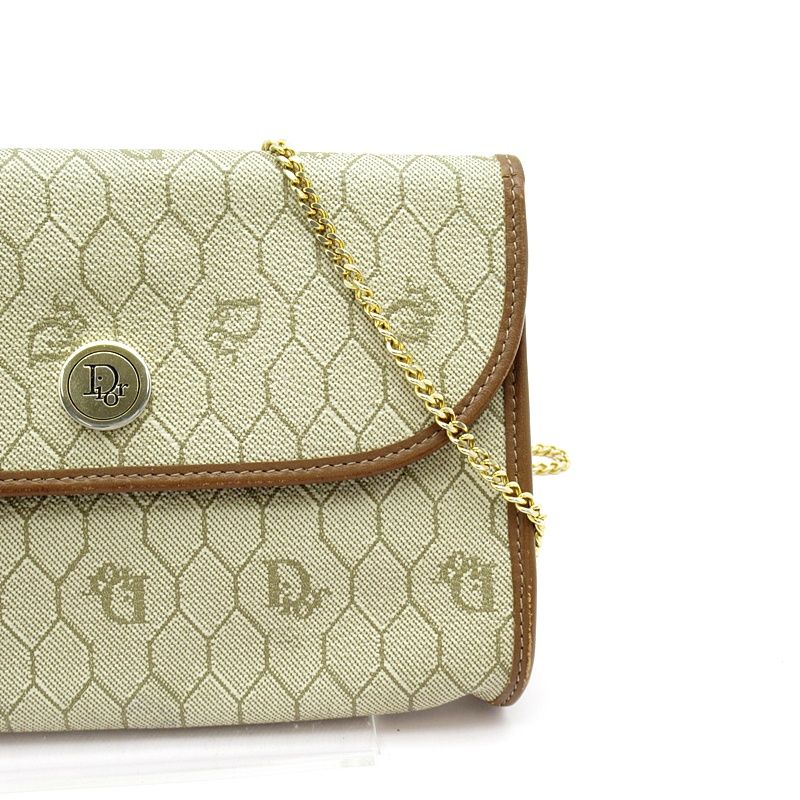 Dior Honeycomb Chain Shoulder Bag Leather Beige