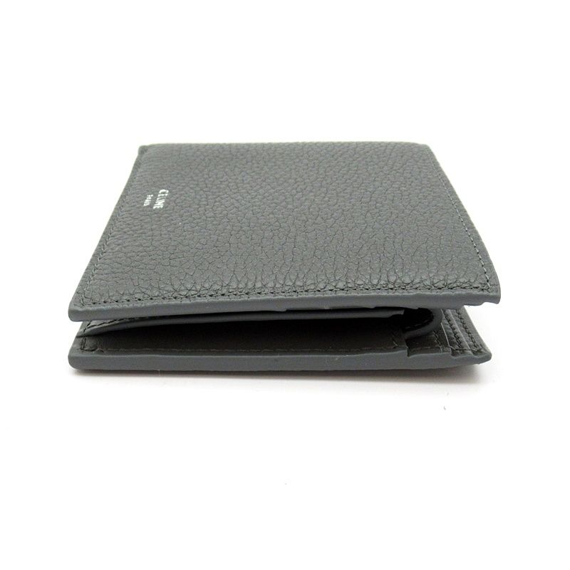 Celine Bifold Wallet Grained Calfskin Gray