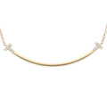 Tiffany & Co T Smile Small Diamond Necklace 18K Yellow Gold
