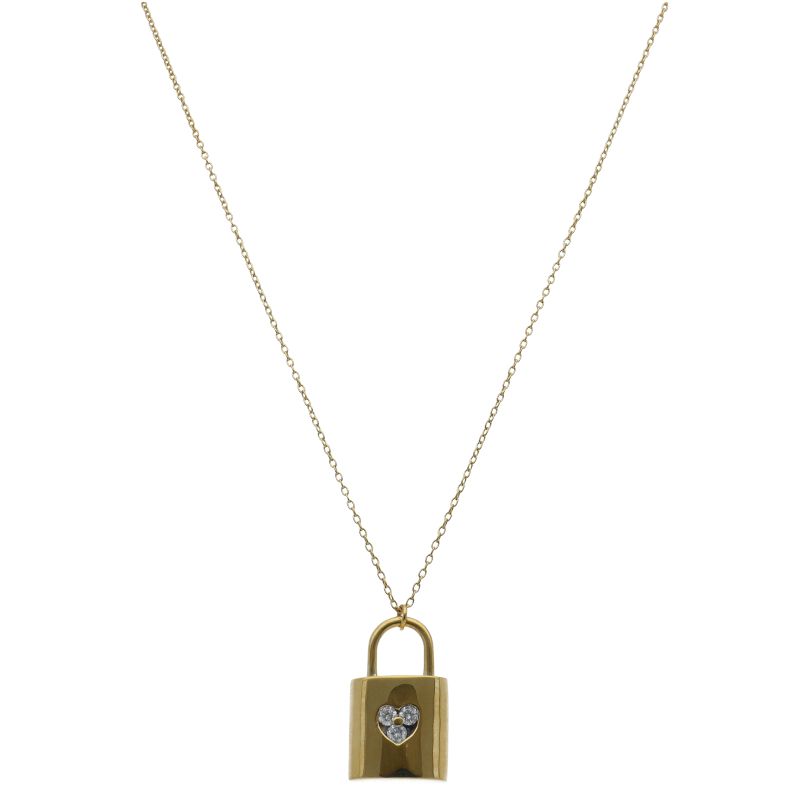 Tiffany & Co Diamond Heartlock Necklace 18K Yellow Gold