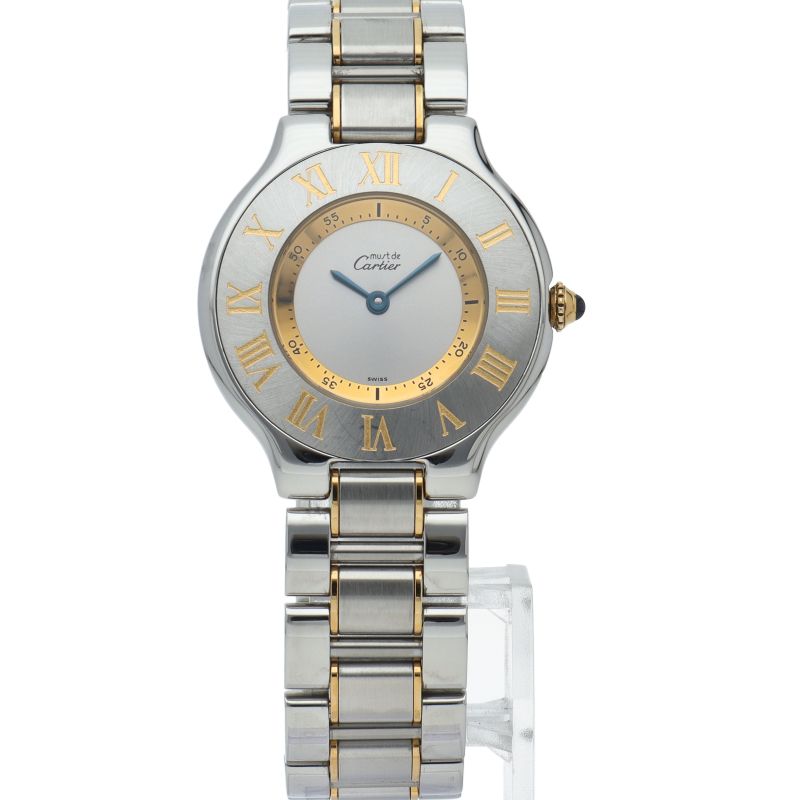 Cartier Must 21 Watch 18K Yellow Gold SS Silver