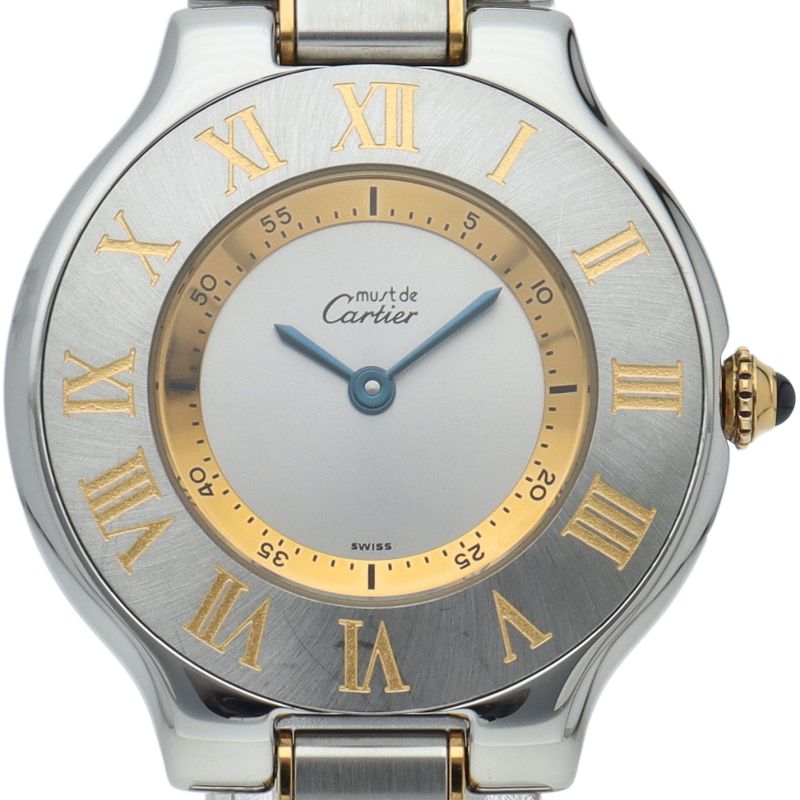 Cartier Must 21 Watch 18K Yellow Gold SS Silver