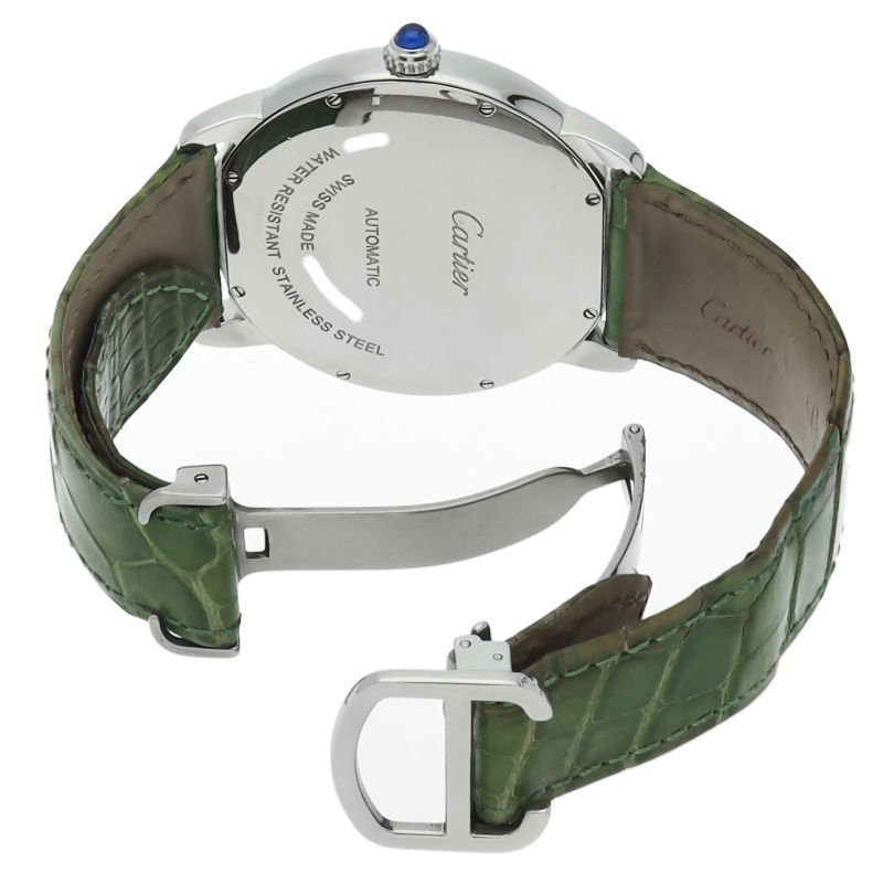 Cartier Ronde Solo XL Watch SS Leather Silver Polished