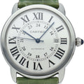 Cartier Ronde Solo XL Watch SS Leather Silver Polished