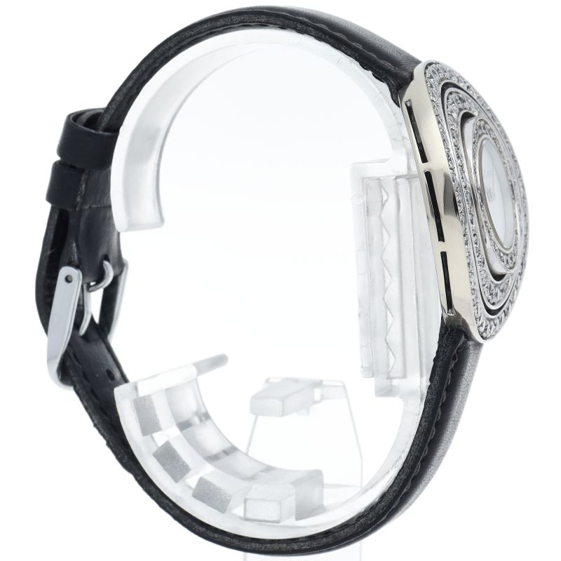 Bvlgari Astra le Cerchi Watch Diamond Bezel 18K White Gold Leather