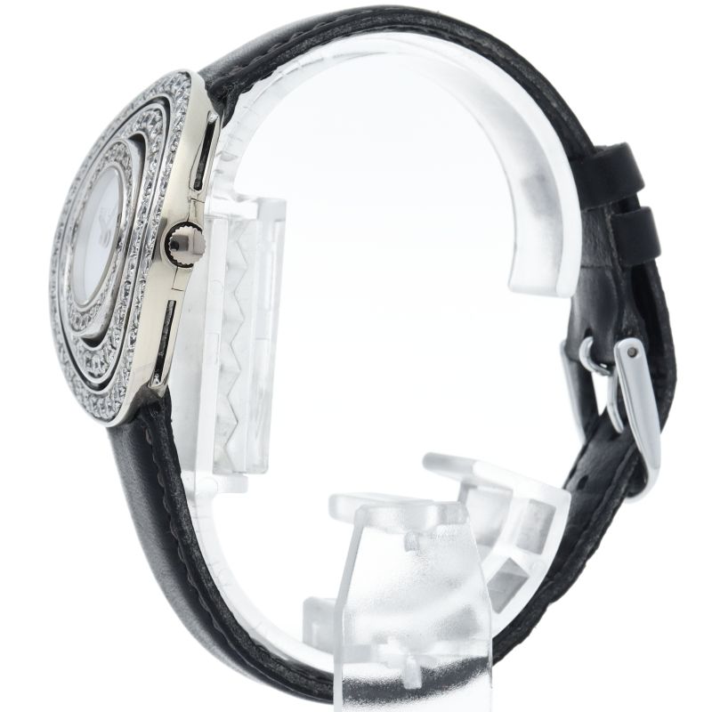 Bvlgari Astra le Cerchi Watch Diamond Bezel 18K White Gold Leather