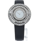 Bvlgari Astra le Cerchi Watch Diamond Bezel 18K White Gold Leather