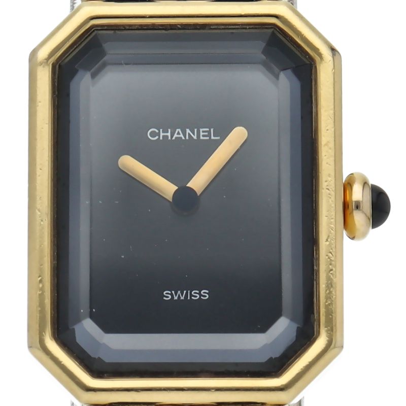 Chanel Premiere M Watch SS Leather Black
