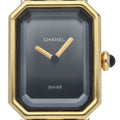 Chanel Premiere M Watch SS Leather Black