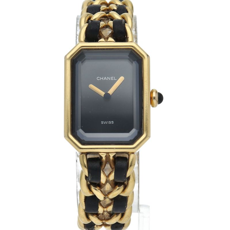 Chanel Premiere M Watch SS Leather Black