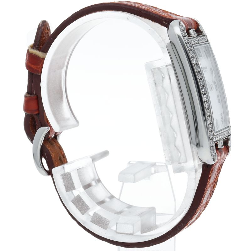 Hermes Nantucket Watch Diamond Bezel Shell Box SS