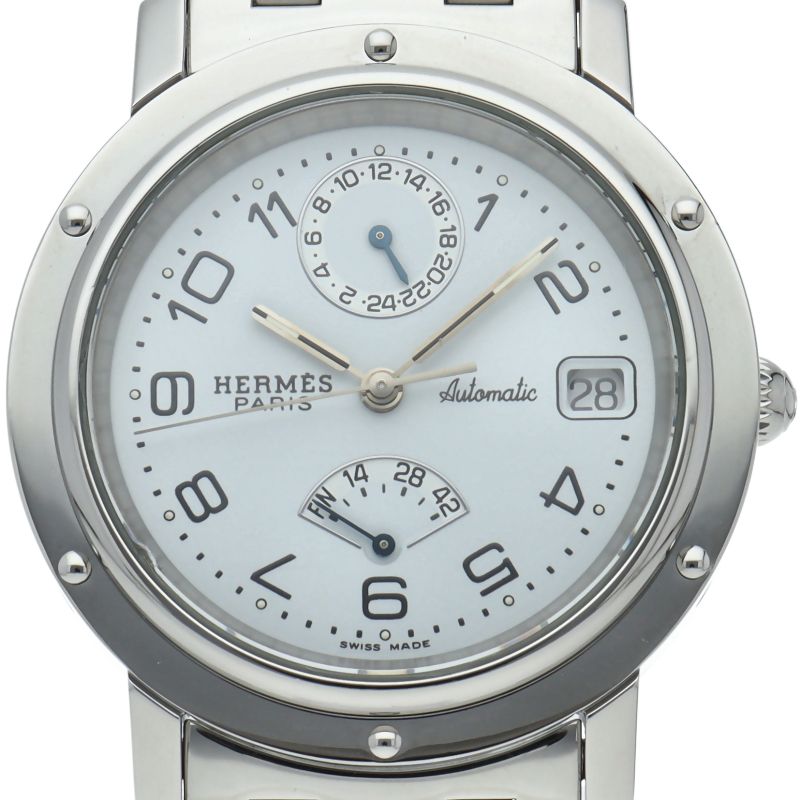 Hermes Clipper Gmt Power Reserve Auto Depth Overhauled SS Watch
