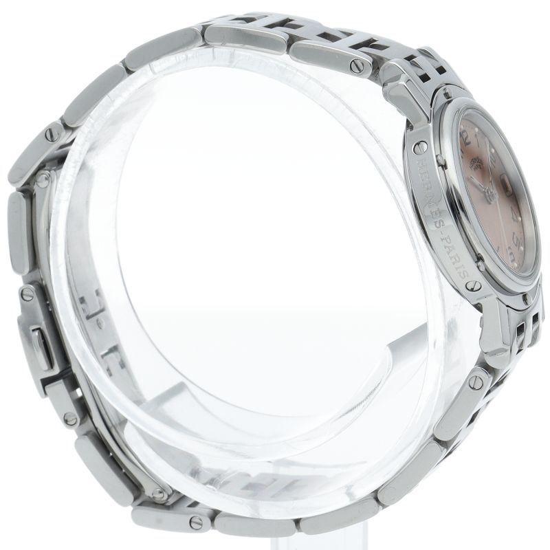 Hermes Clipper Watch SS Pink Polished