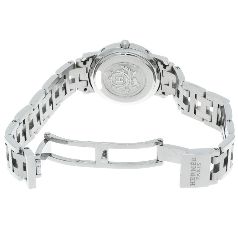Hermes Clipper Watch SS Pink Polished