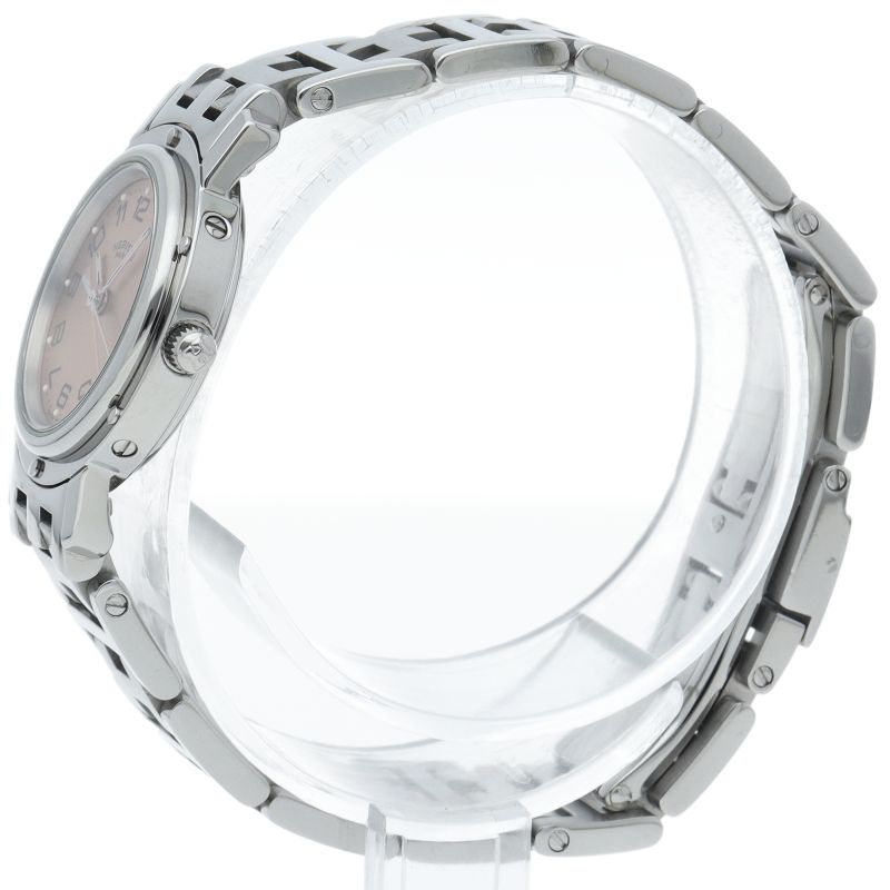 Hermes Clipper Watch SS Pink Polished
