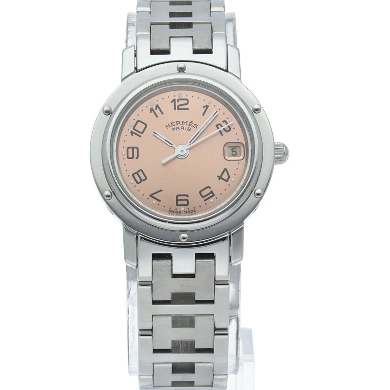 Hermes Clipper Watch SS Pink Polished