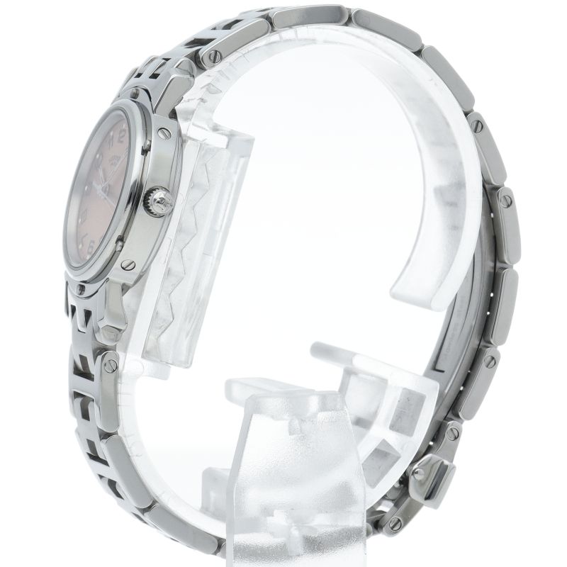 Hermes Clipper Watch SS Pink Polished