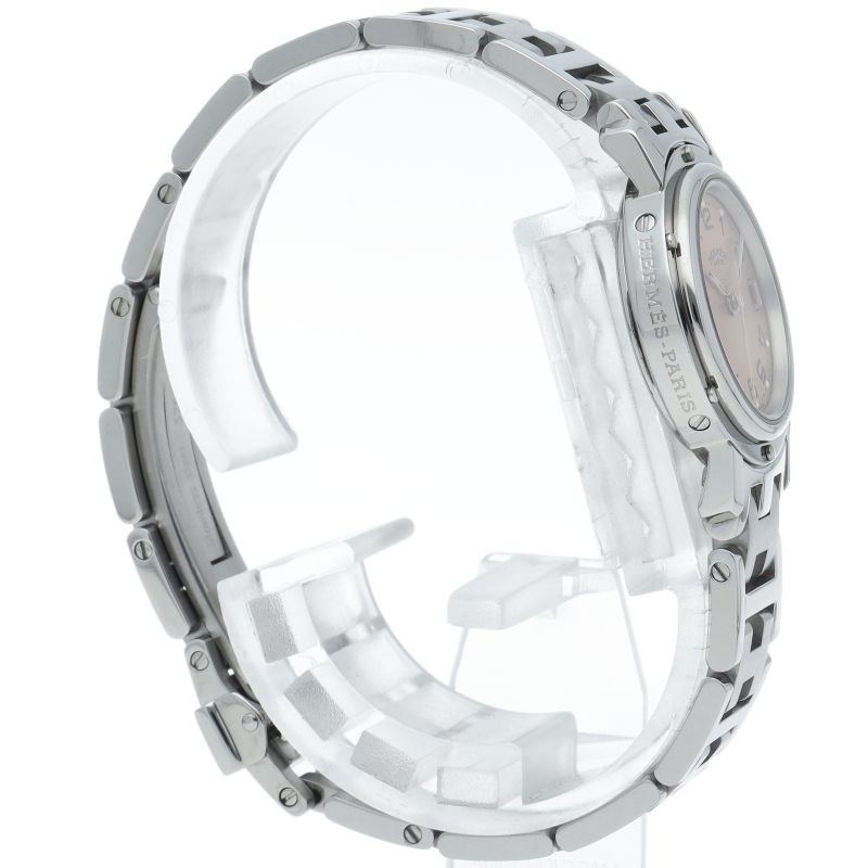 Hermes Clipper Watch SS Pink Polished