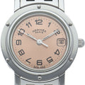 Hermes Clipper Watch SS Pink Polished