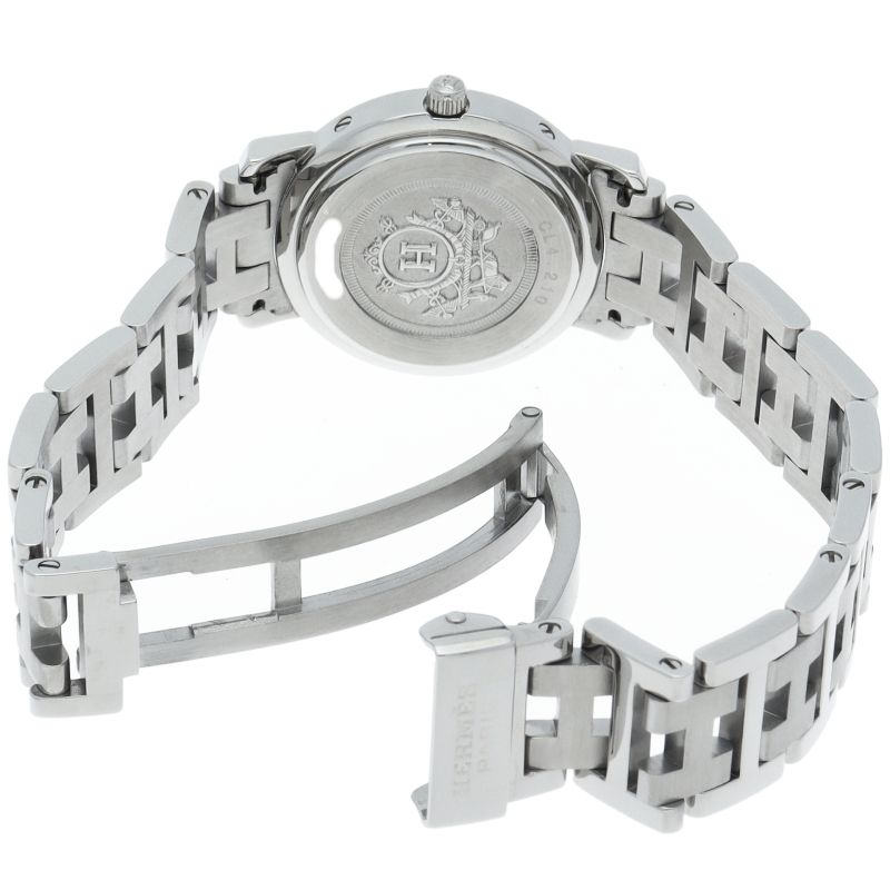 Hermes Clipper Watch SS Pink Polished