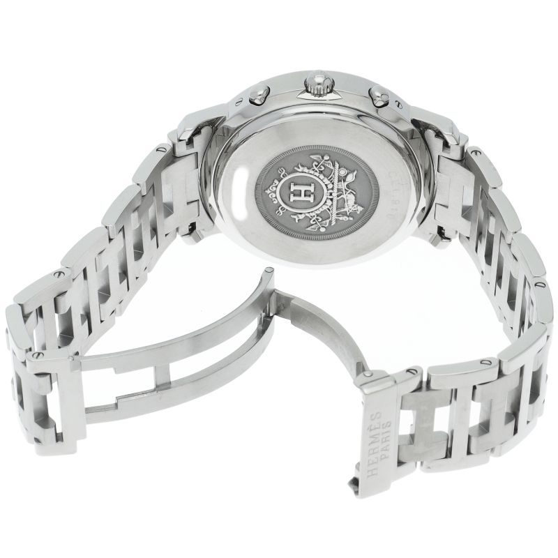 Hermes Clipper Watch Chronograph SS Blue Polished
