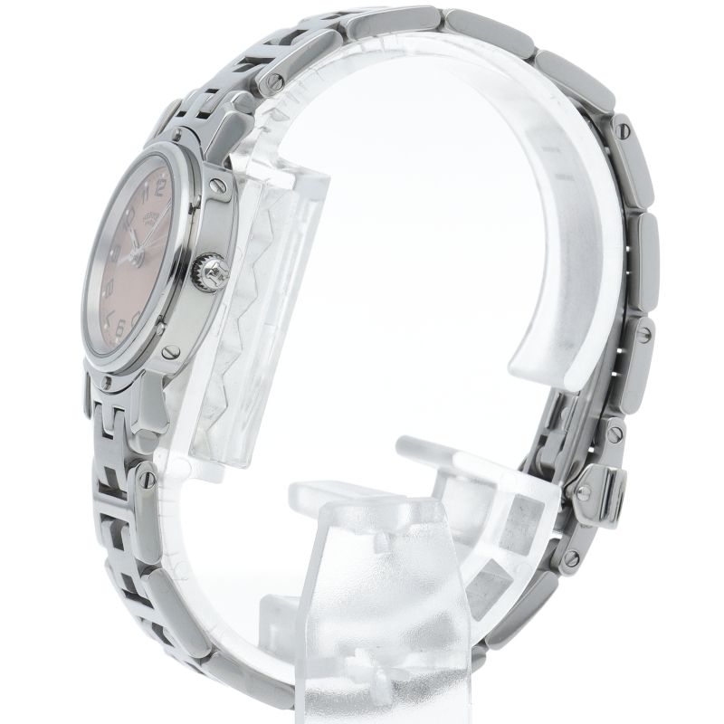 Hermes Clipper Watch SS Pink Polished