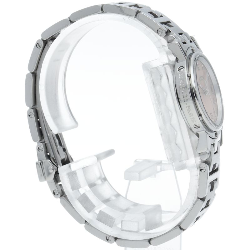 Hermes Clipper Watch SS Pink Polished