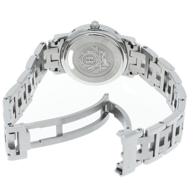 Hermes Clipper Watch SS Pink Polished
