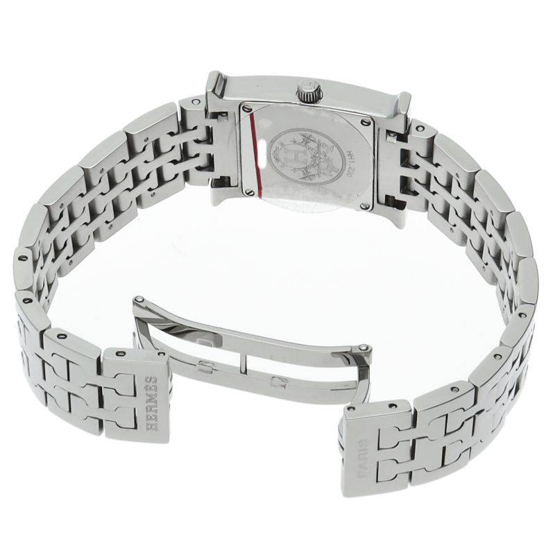 Hermes Watch Diamond Bezel Box SS Silver