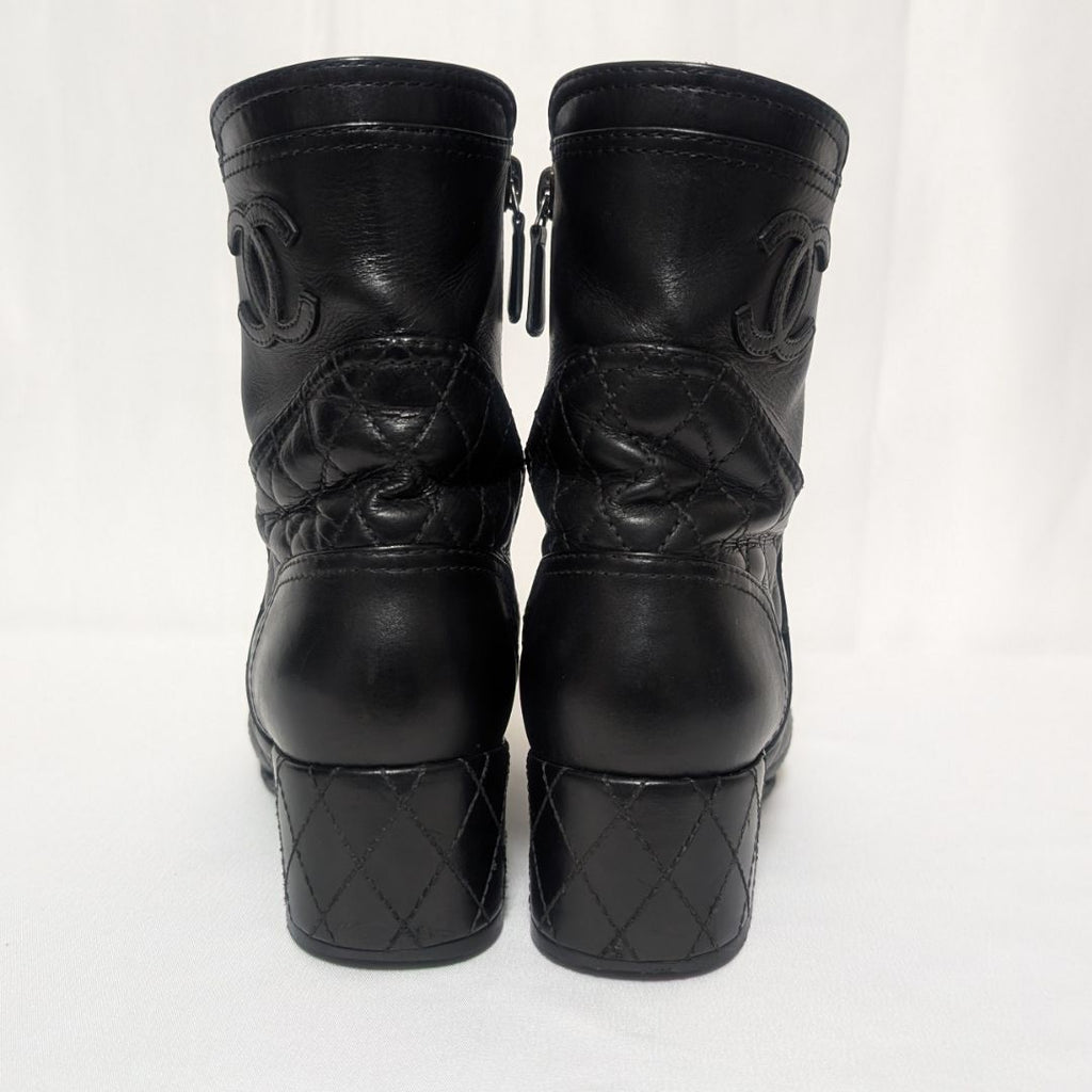 Chanel CC Logo Short Boots Quilted Black — view 5