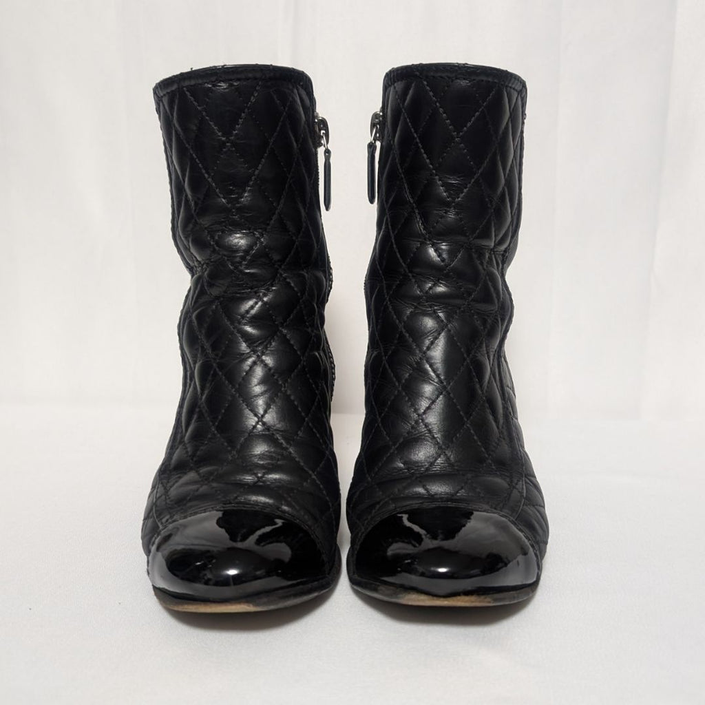 Chanel CC Logo Short Boots Quilted Black — view 4