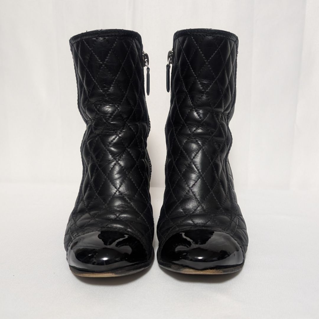 Chanel CC Logo Short Boots Quilted Black — view 4