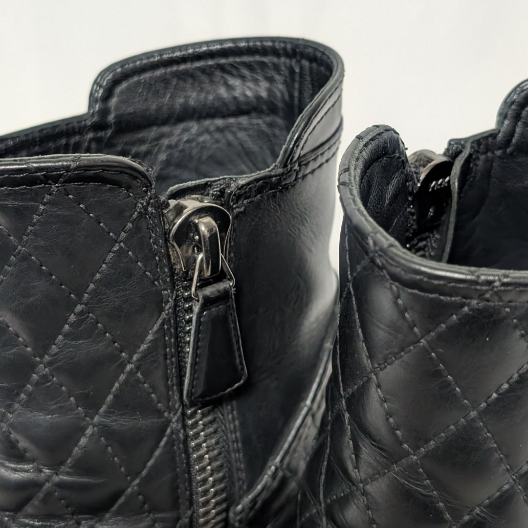 Chanel CC Logo Short Boots Quilted Black — view 8