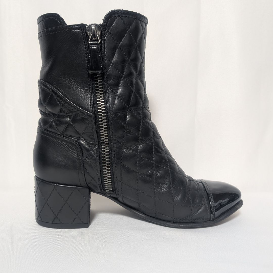 Chanel CC Logo Short Boots Quilted Black — view 3