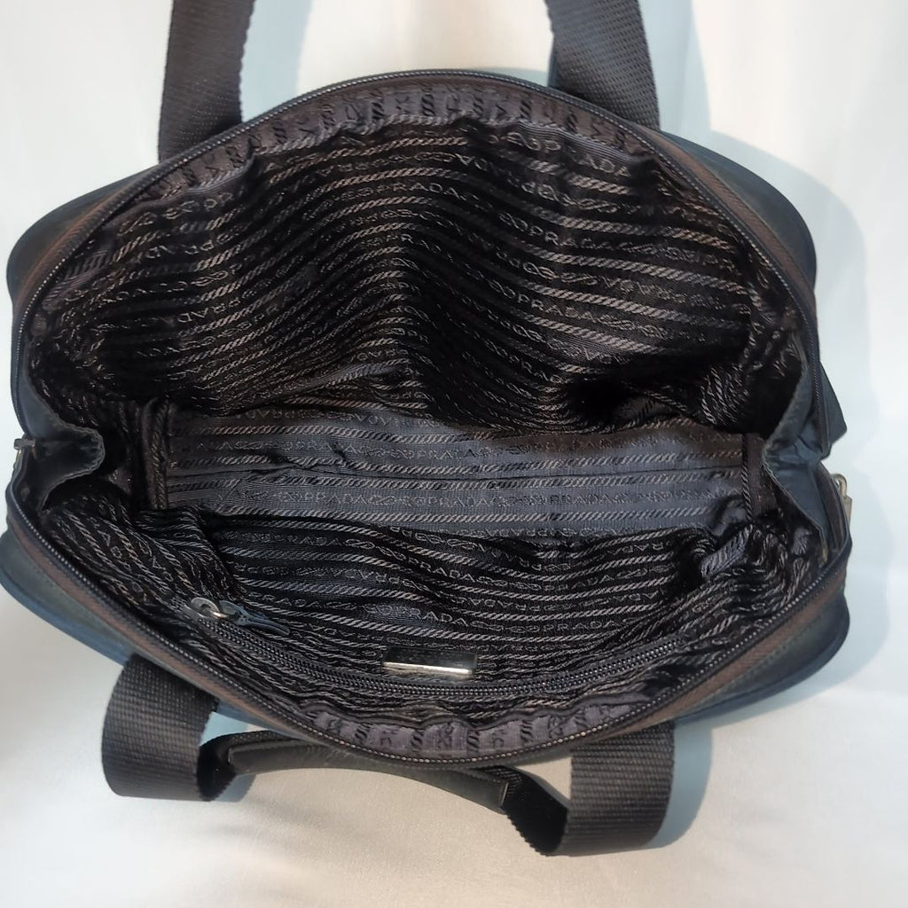 Prada Tessuto Nylon Tote Navy Triangle Logo — view 9