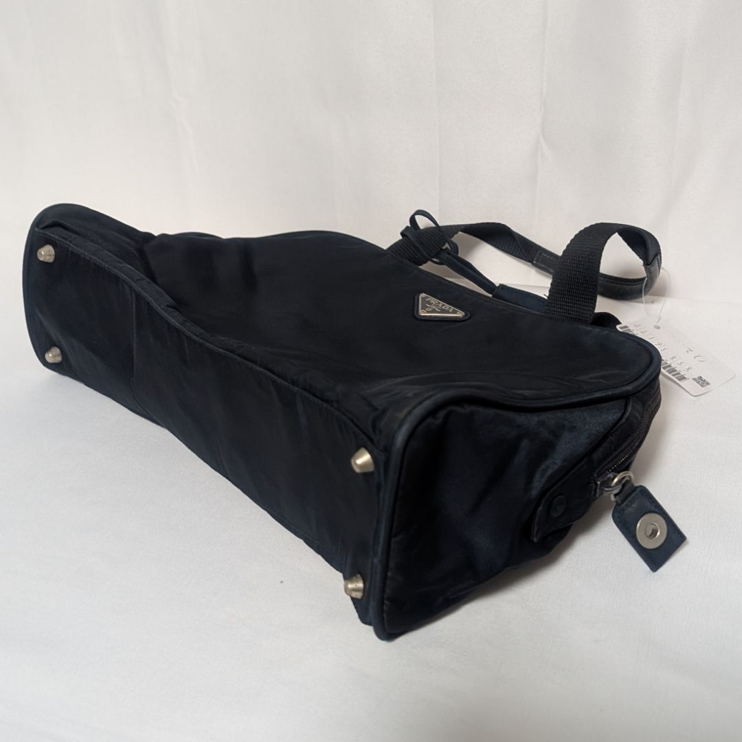 Prada Tessuto Nylon Tote Navy Triangle Logo — view 4