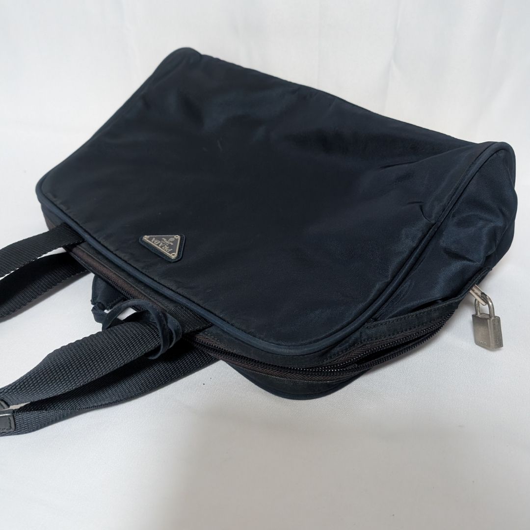 Prada Tessuto Nylon Tote Navy Triangle Logo — view 3