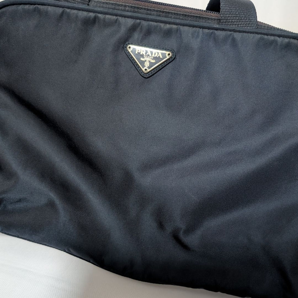 Prada Tessuto Nylon Tote Navy Triangle Logo — view 8