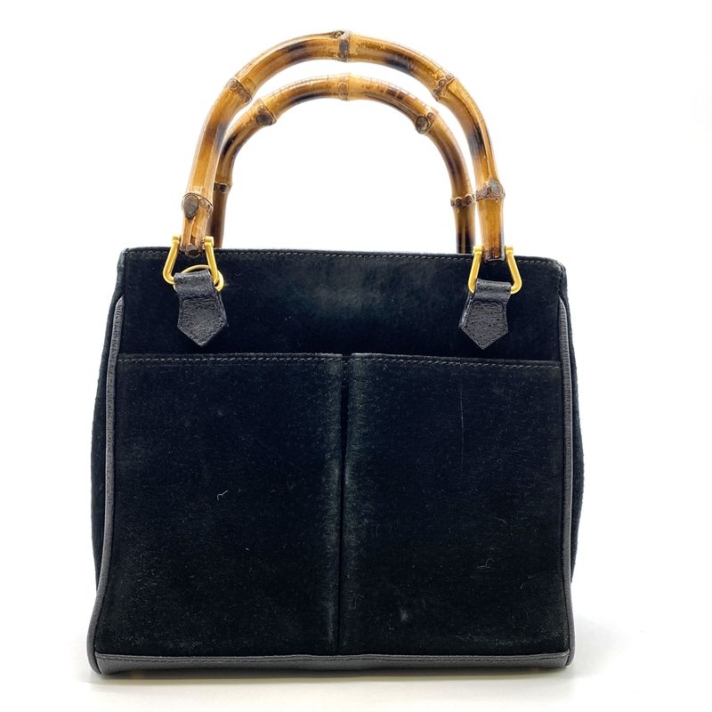 Gucci 000 122 Bamboo Handbag Suede Black