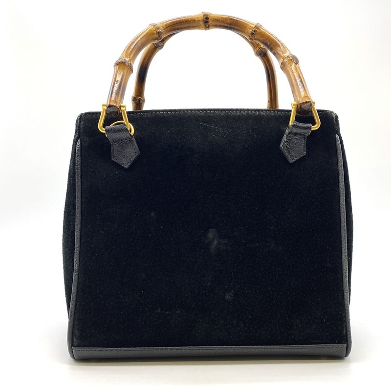 Gucci 000 122 Bamboo Handbag Suede Black