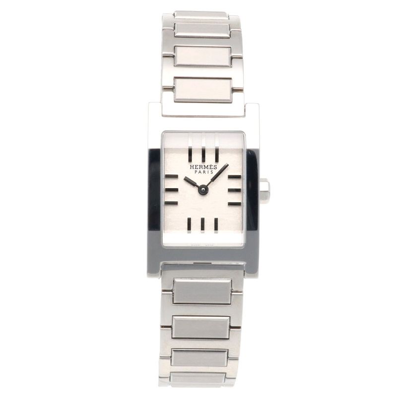 Hermes Tandem Watch Stainless Steel Quartz Silver Tandem