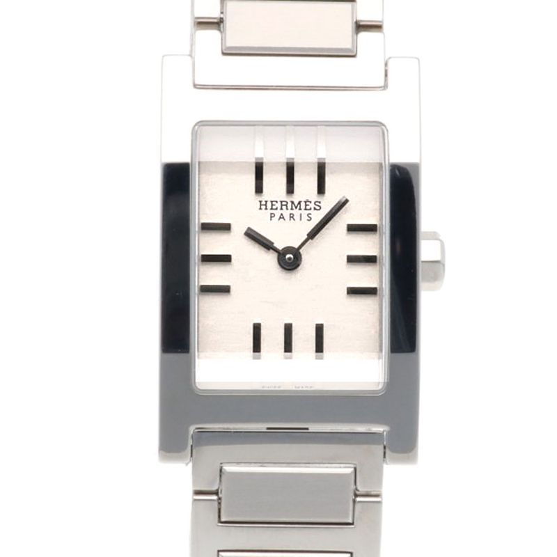 Hermes Tandem Watch Stainless Steel Quartz Silver Tandem
