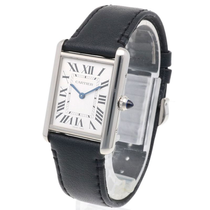 Cartier Tank Mast LM Watch Stainless Steel Quartz Silver Black White