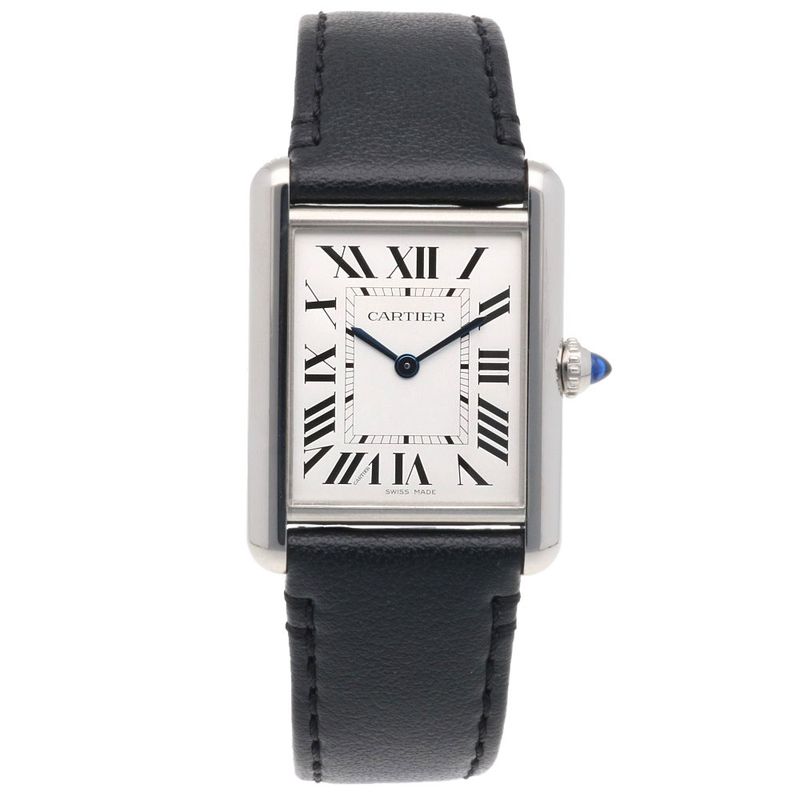 Cartier Tank Mast LM Watch Stainless Steel Quartz Silver Black White