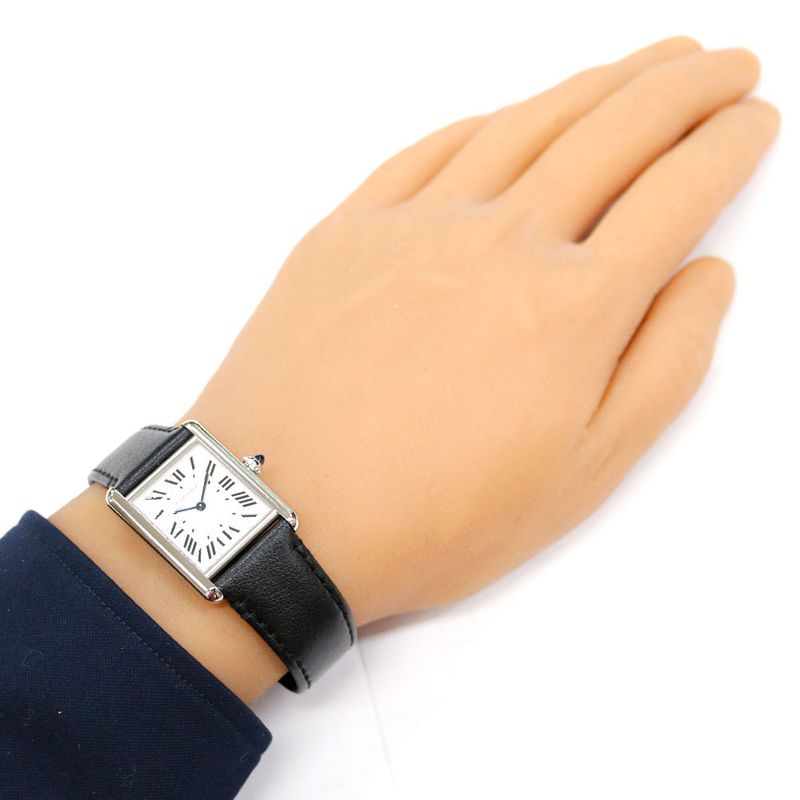 Cartier Tank Mast LM Watch Stainless Steel Quartz Silver Black White